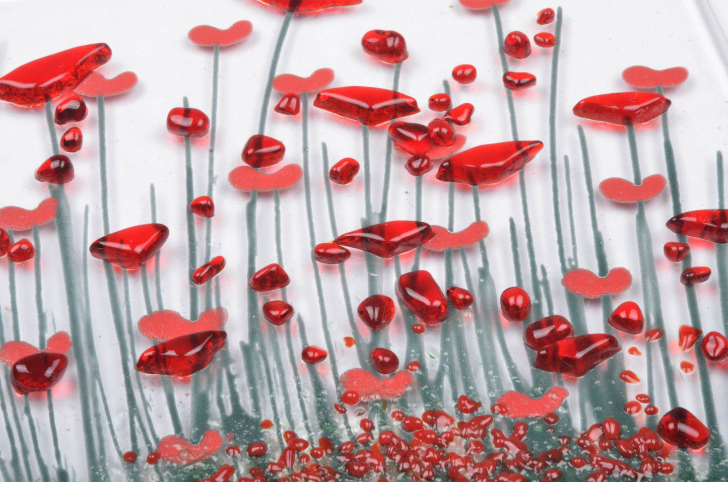 Handmade Fused Glass Poppy Tealight Holder