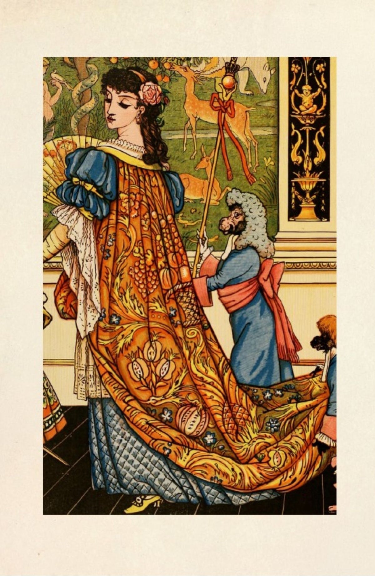 Beauty and the Beast Wordsworth Pocket Fairytales illustrated story page featuring a colourful traditional fairytale scene