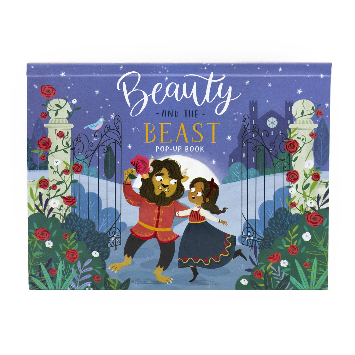 Beauty and the Beast children's fairy tale pop-up book featuring its colourful illustrated cover