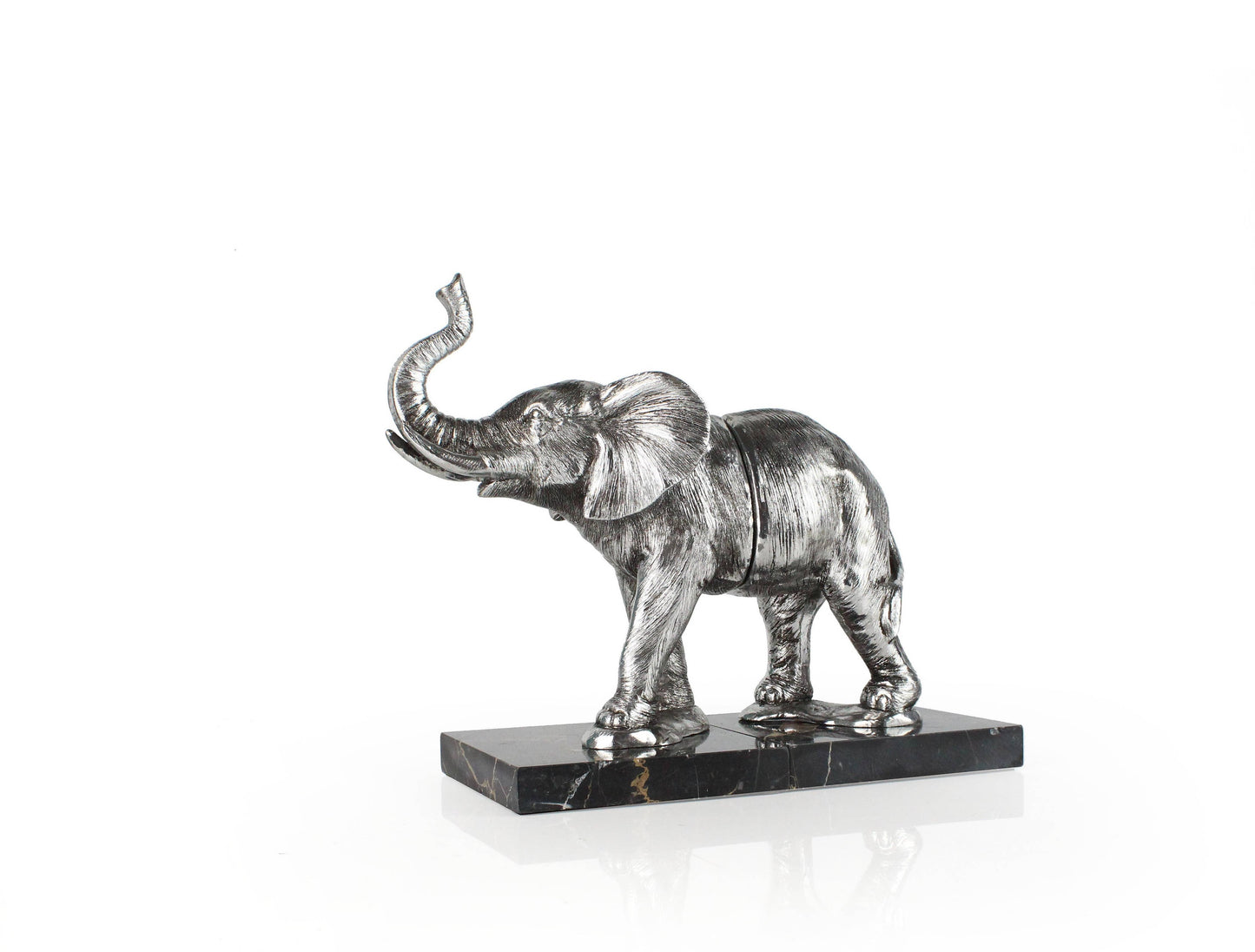 Bentley & Bo elephant bookend showing the sculpted front half with raised trunk