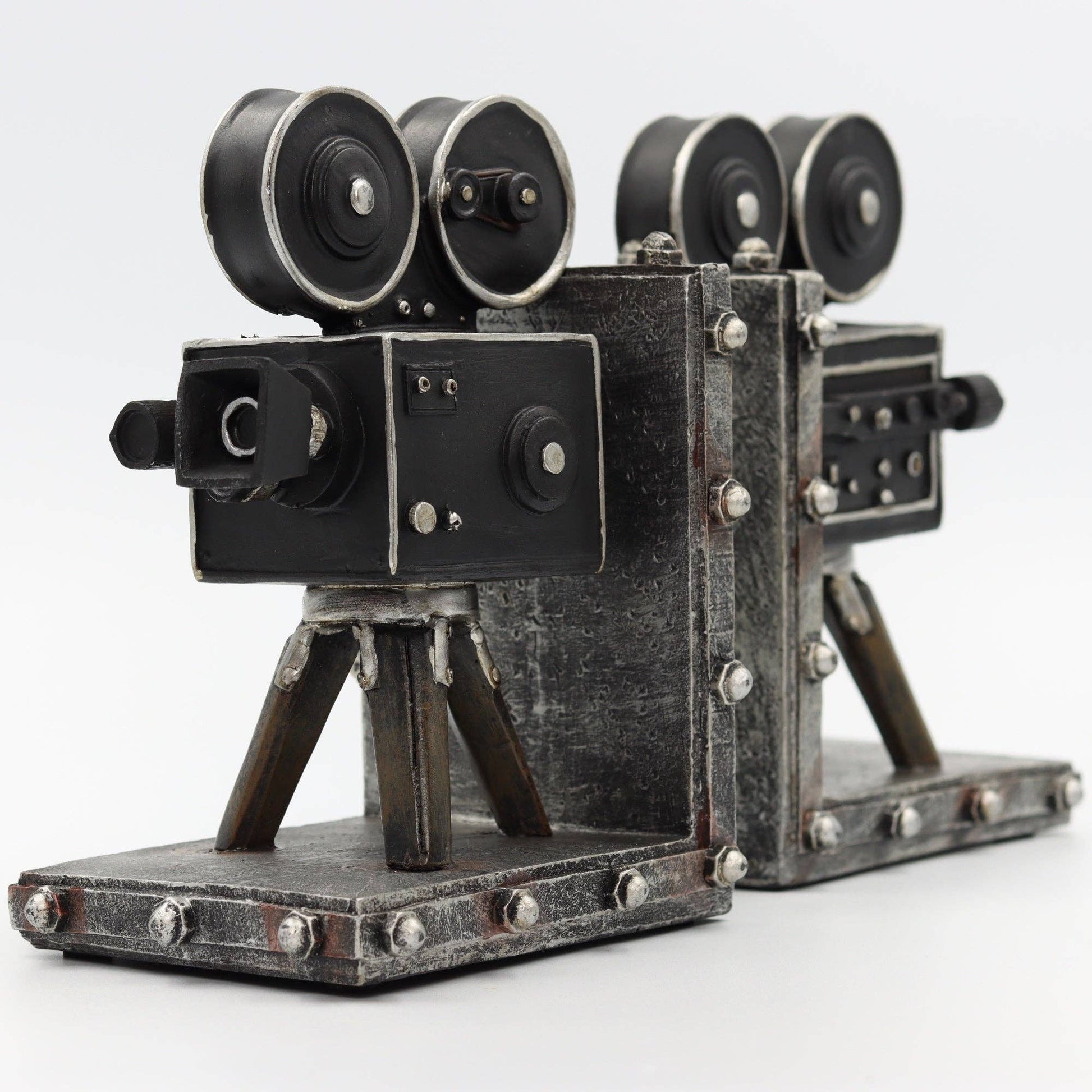 Bentley & Bo vintage film camera bookends showing the detailed aged finish