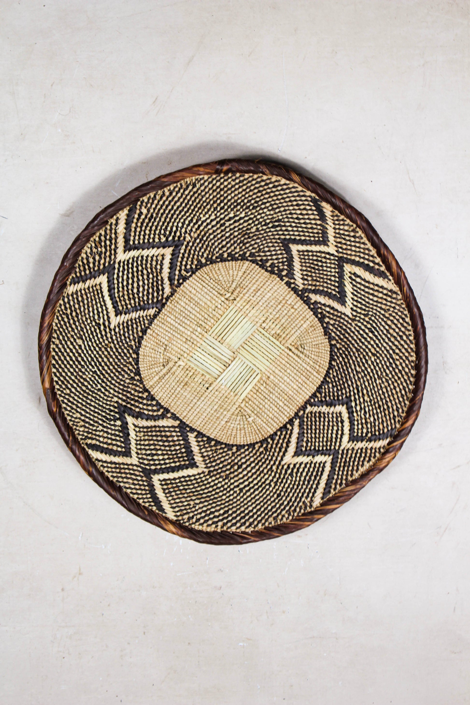 Handwoven Tonga basket from set No. 27 showing individual woven detailing
