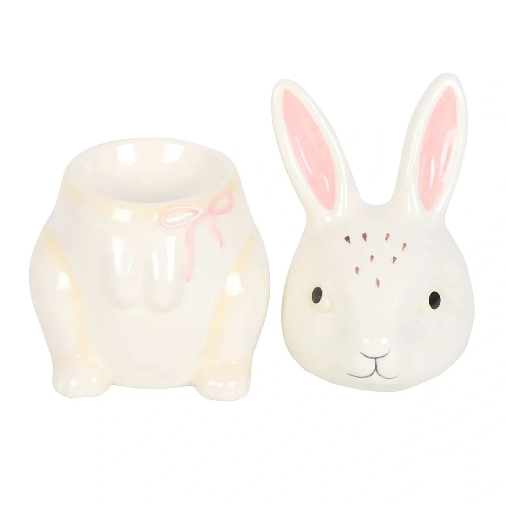 Top view of the bunny shaped ceramic oil burner showing the fragrance oil dish.