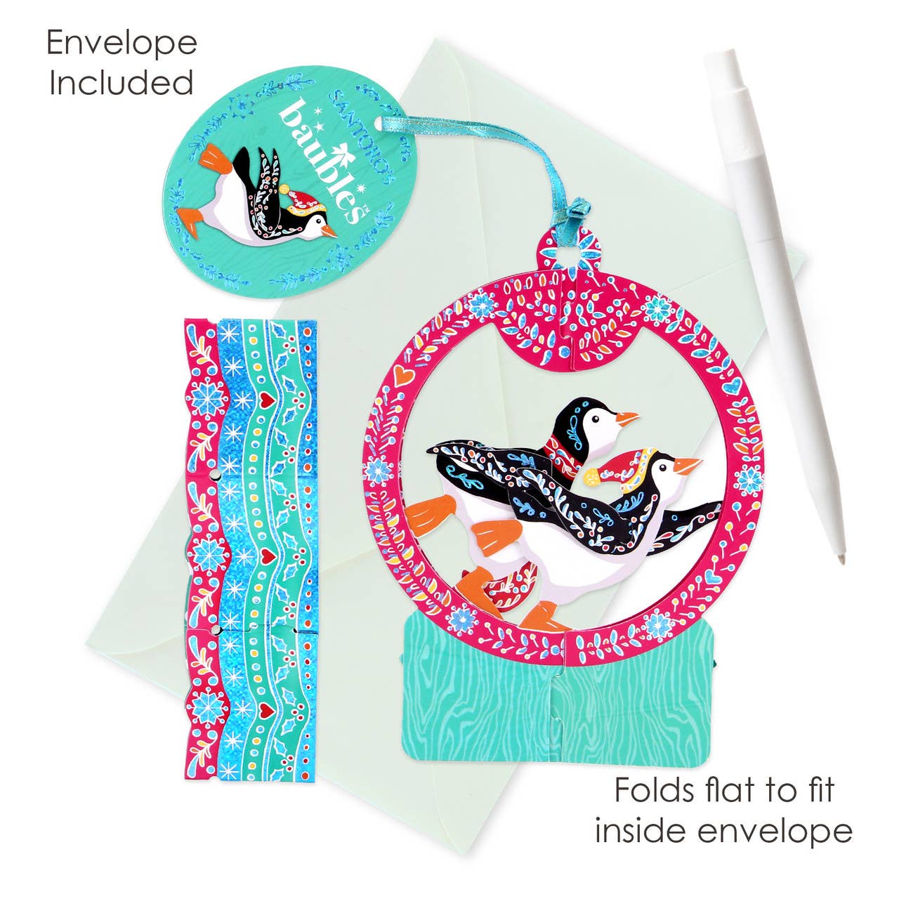 Baubles - Snow Globe - Penguins Card