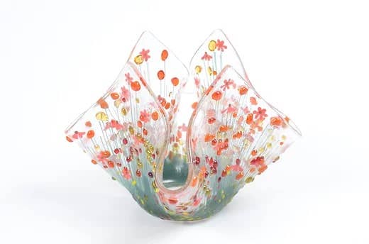 Handmade Fused Glass Gerbera Tealight Holder