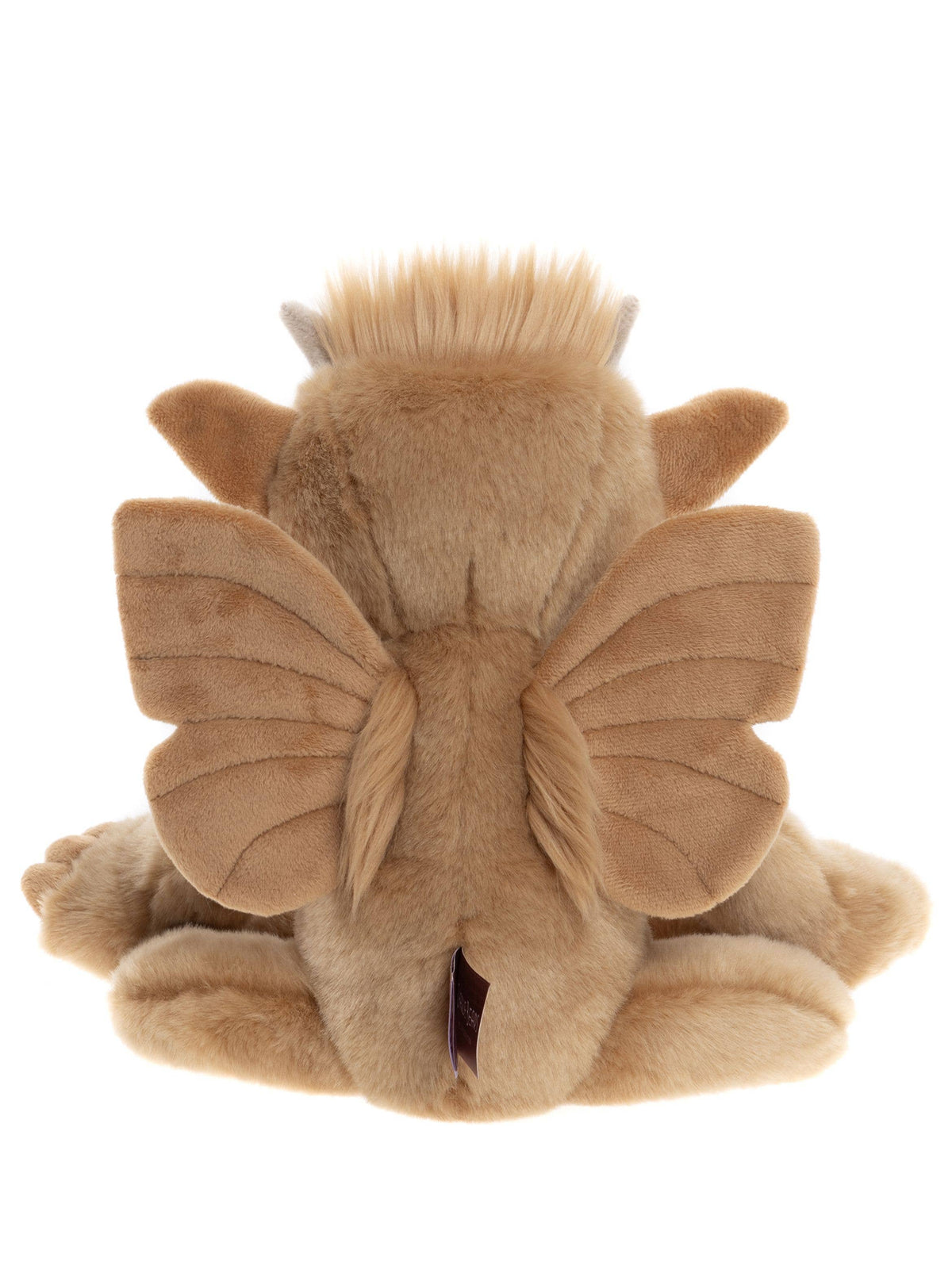 Charlie Bears Bartizan rear view showing his golden-brown plush body, sculpted wings and distinctive fur detailing
