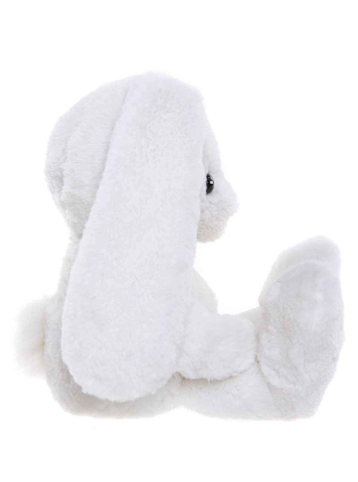 Back view of Charlie Bears Bramble Bunny showing soft white plush and floppy ears