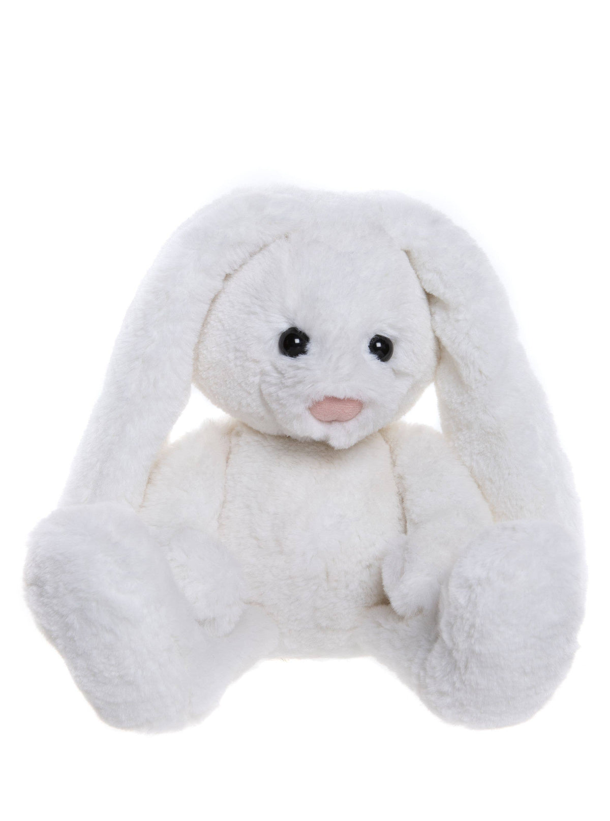 Charlie Bears Bramble Bunny white plush rabbit with long floppy ears and pink nose