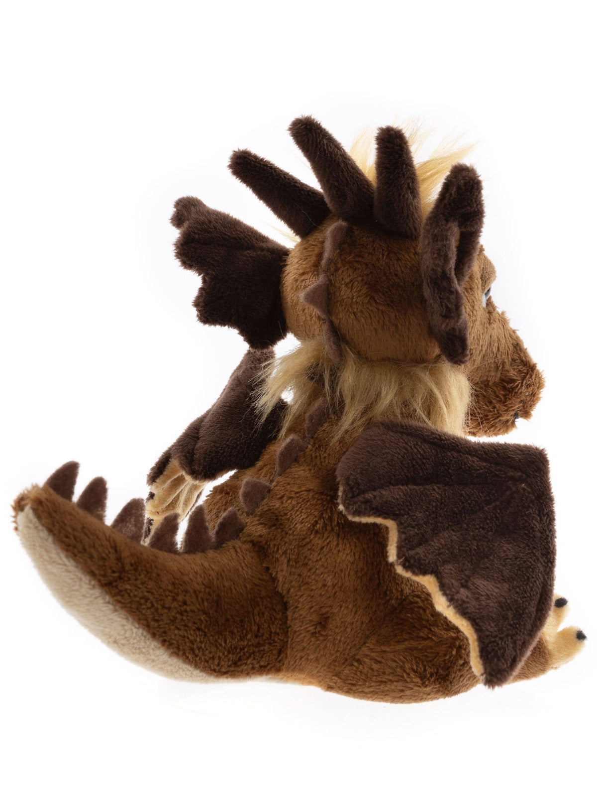 Back view of Charlie Bears Cuddle Cub Lantern showing brown plush, wings and tail
