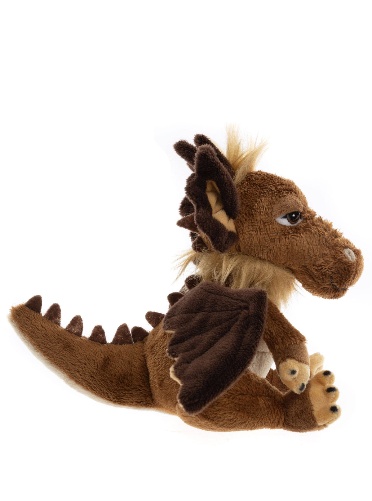 Side view of Charlie Bears Cuddle Cub Lantern showing wings, horns and tail