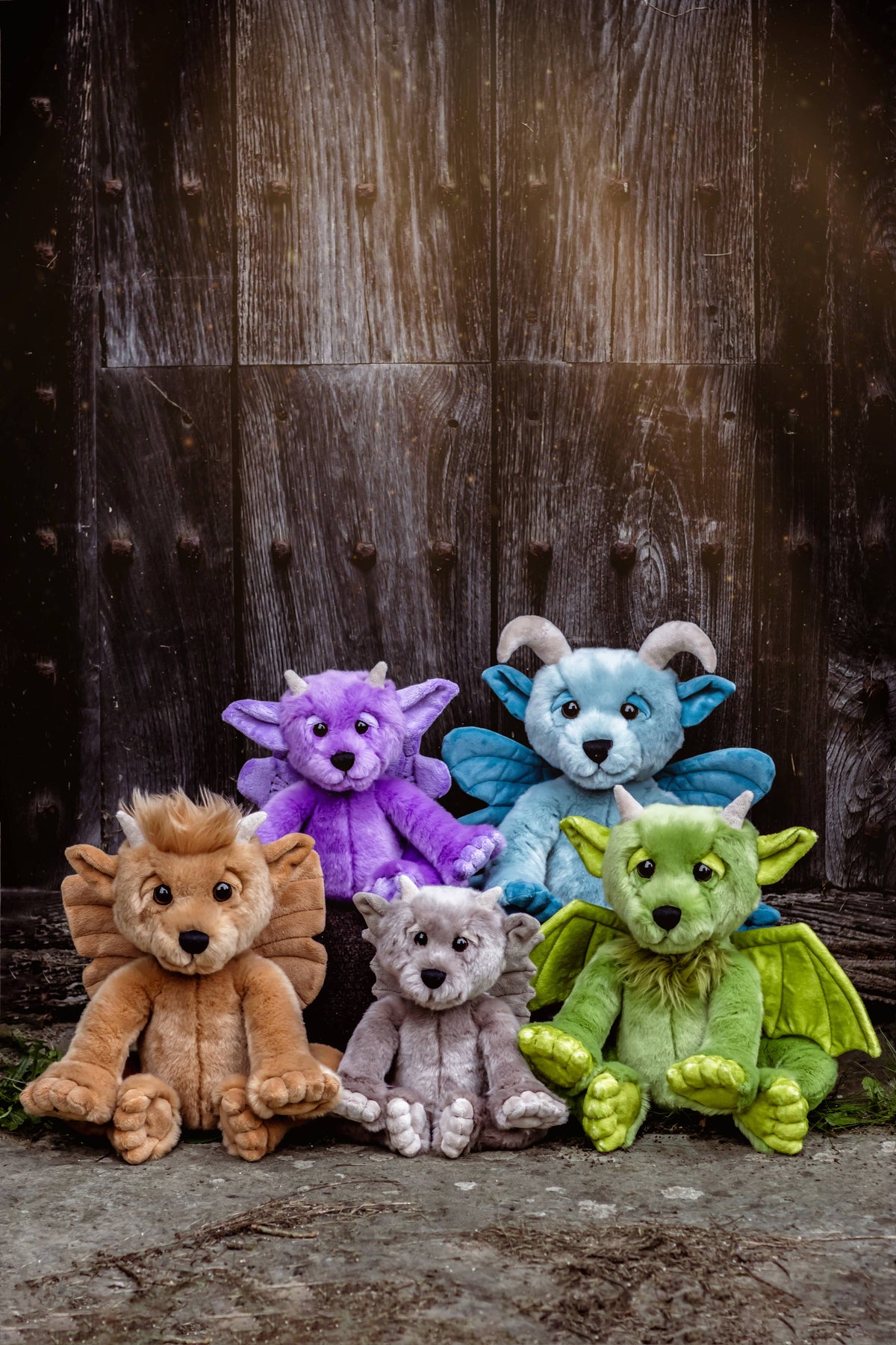 Charlie Bears Drawbridge displayed alongside other Bearhouse gargoyle plush characters