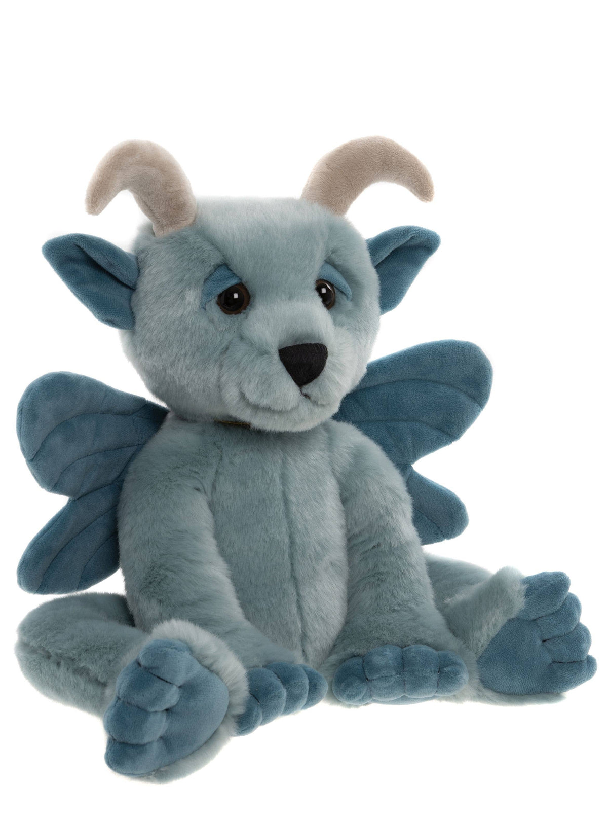 Charlie Bears Drawbridge seated plush gargoyle showing his gentle expression and detailed feet