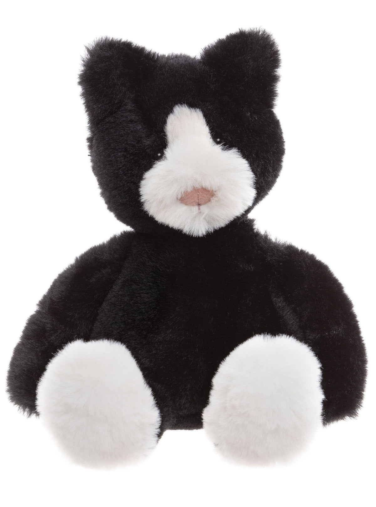 Charlie Bears Puddy Kitten black and white plush cat with white paws and pink nose