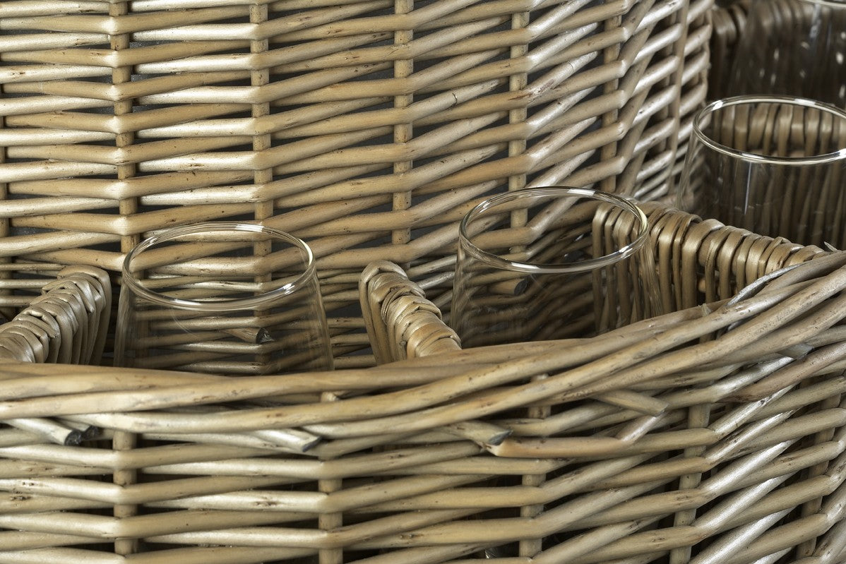 Chilled Garden Party Willow Basket close-up showing natural woven willow and individual glass storage compartments
