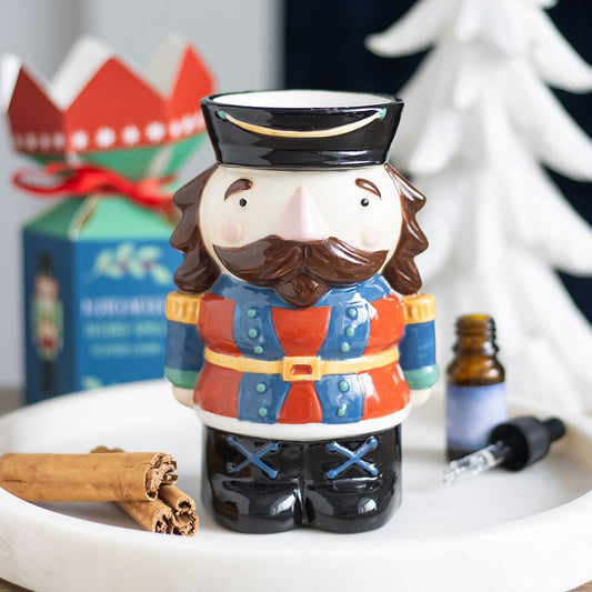 Christmas Nutcracker Ceramic Oil Burner and Wax Warmer with colourful soldier detailing in a festive Christmas setting