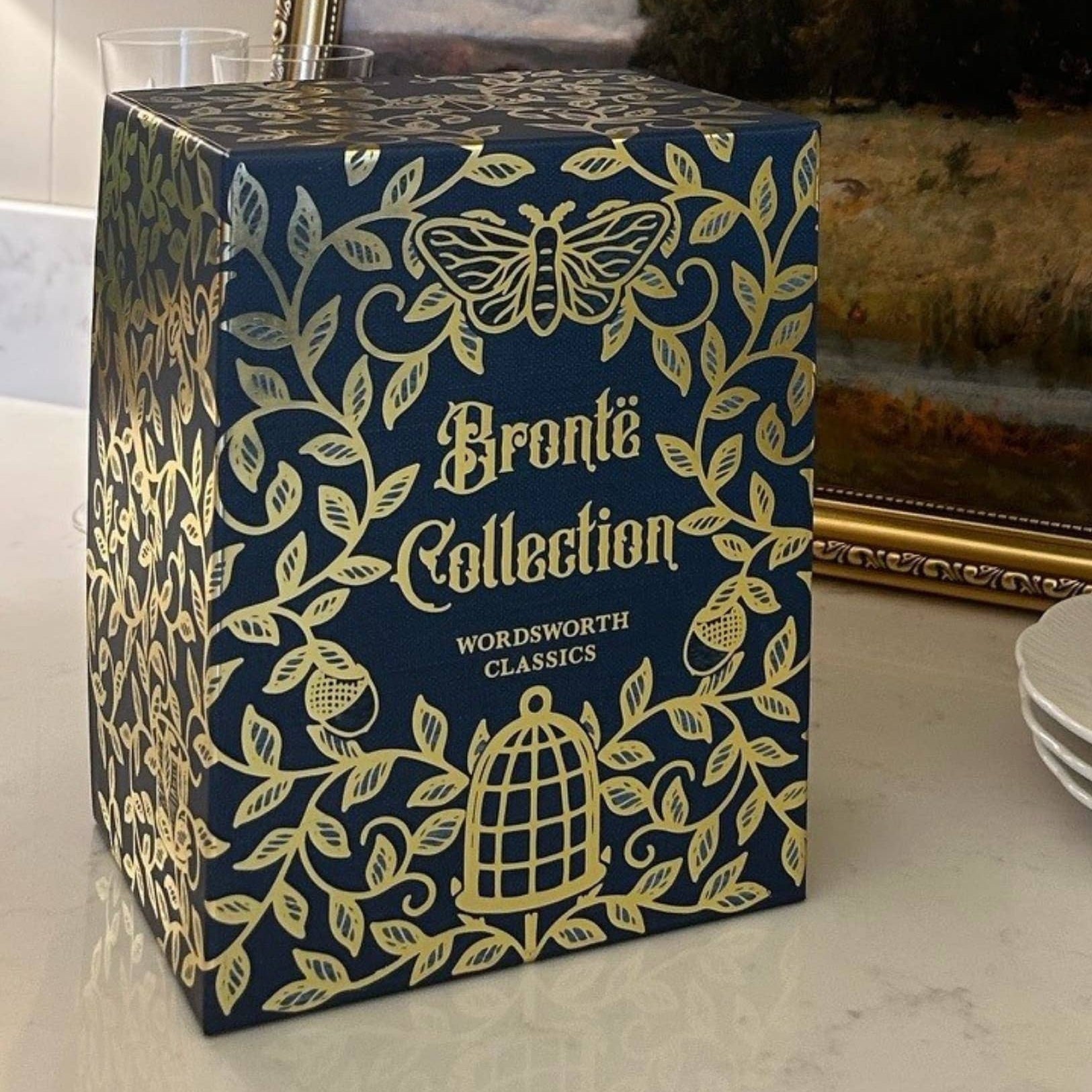 The Complete Brontë Collection seven-book box set shown upright in its decorative gold-detailed slipcase