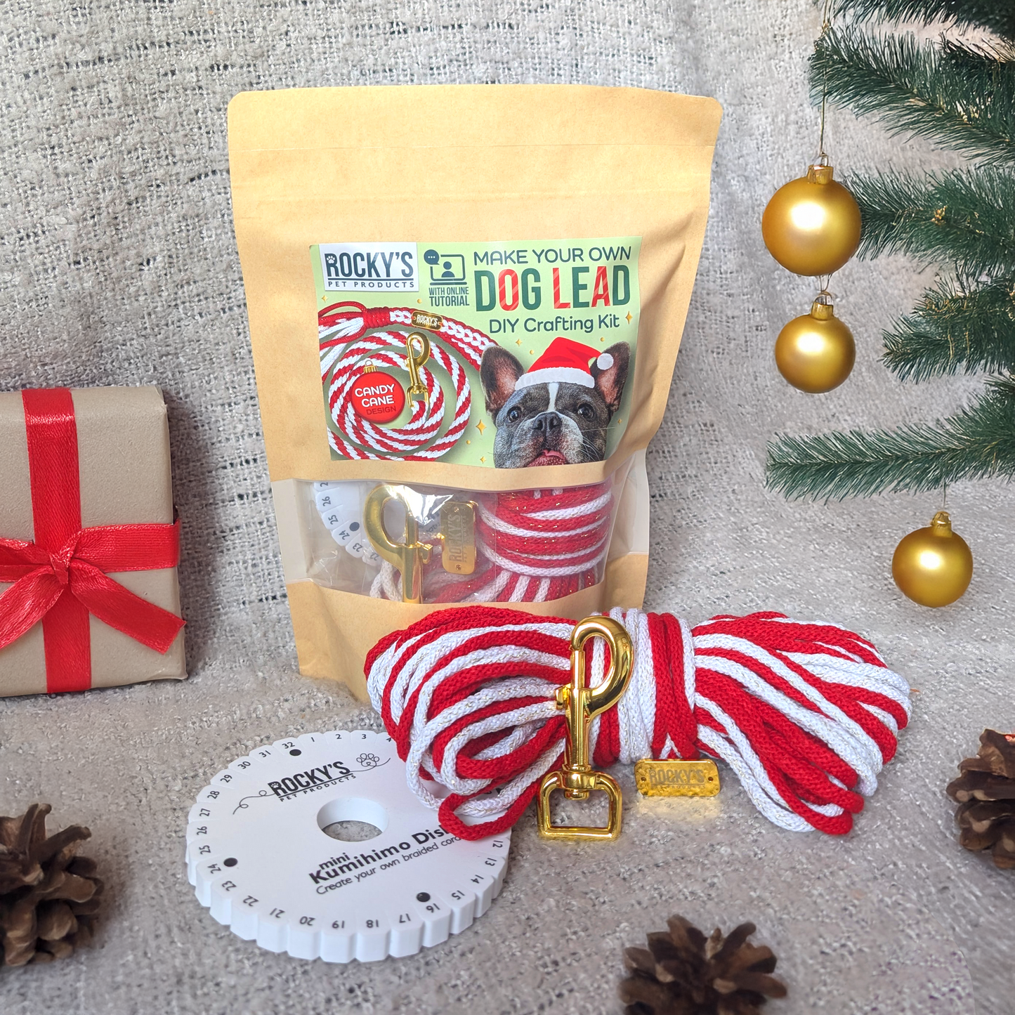 Make Your Own Dog Lead Craft Kit - Candy Cane Sparkle