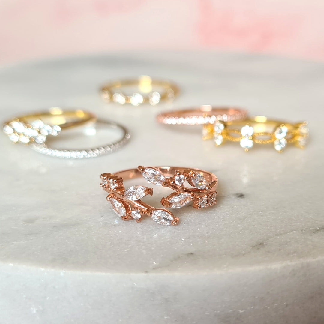 Adjustable Leaf Ring in Rose Gold by Vianne Jewellery