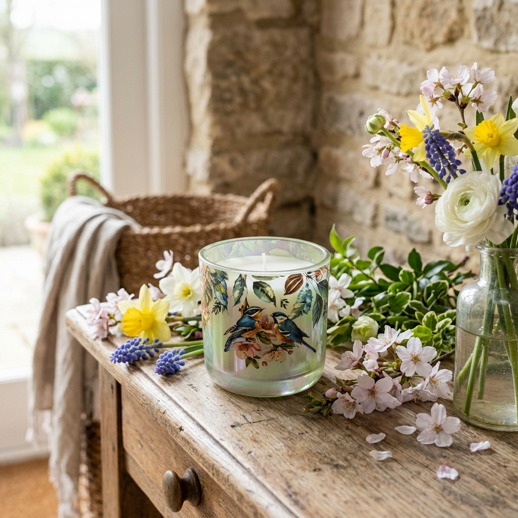 Garden Blooms Green Lustre LED Candle