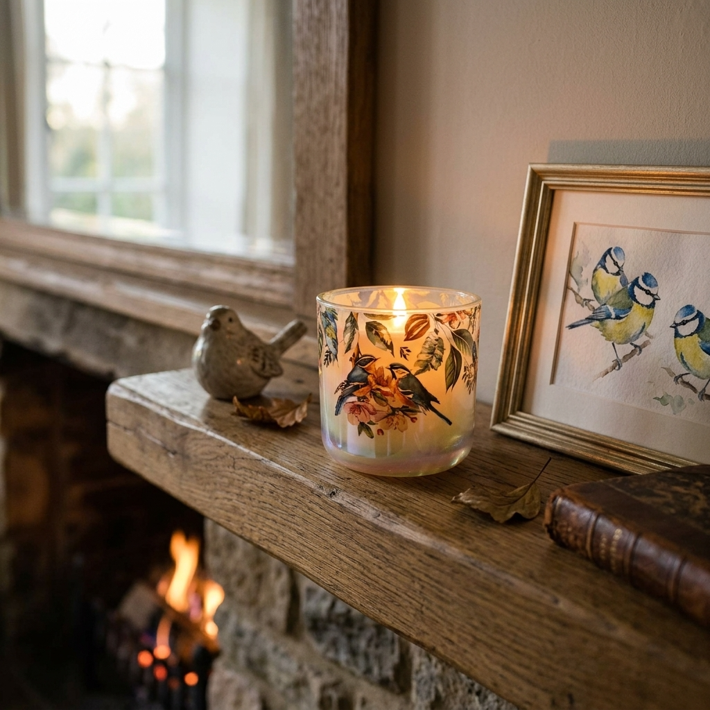 Garden Blooms Green Lustre LED Candle