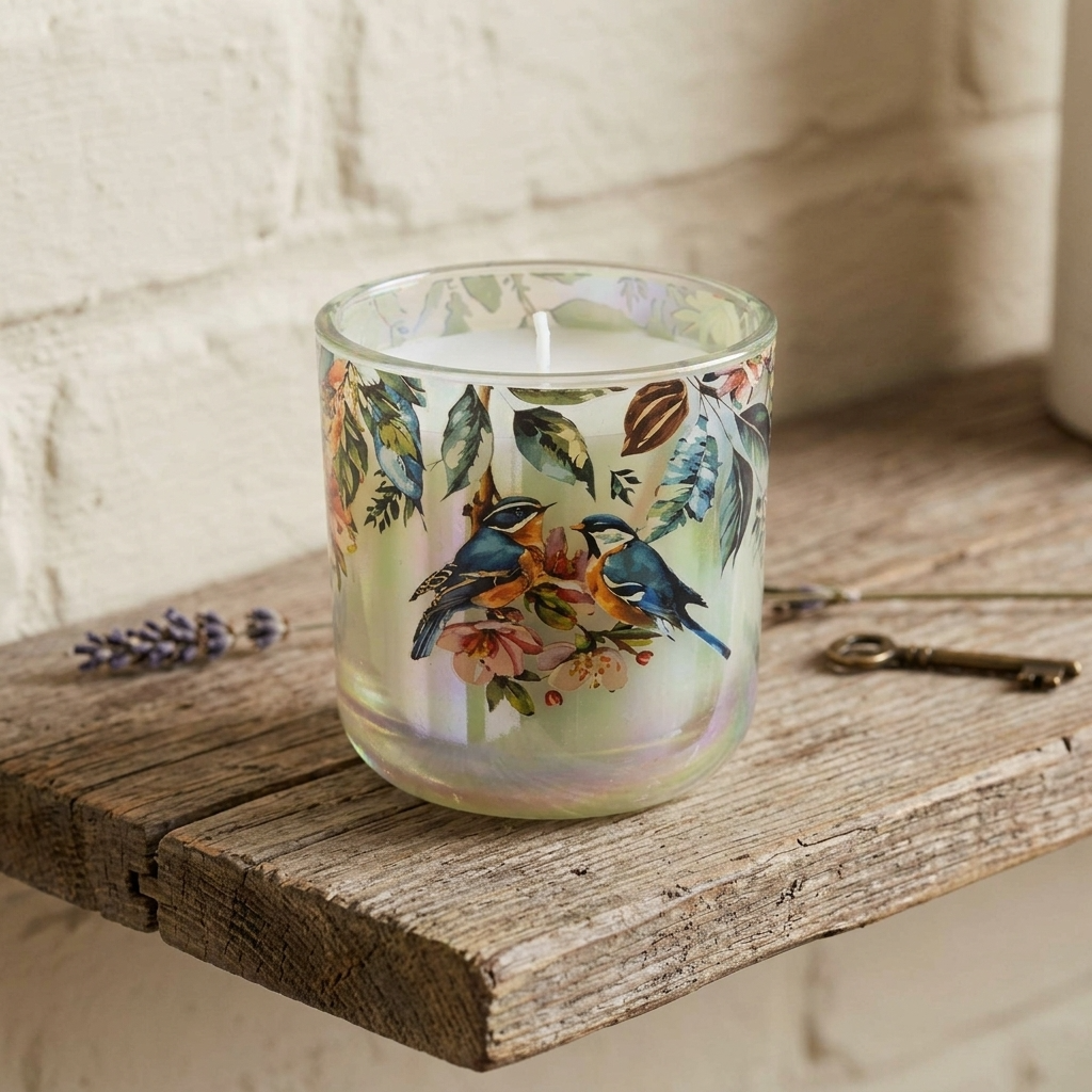 Garden Blooms Green Lustre LED Candle