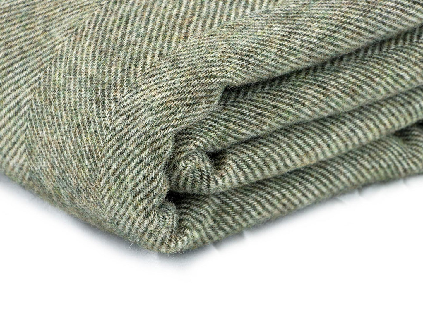 Herringbone Pure New Wool Blanket - Green