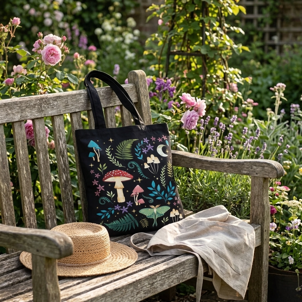 Dark Forest Print Polycotton Tote Bag