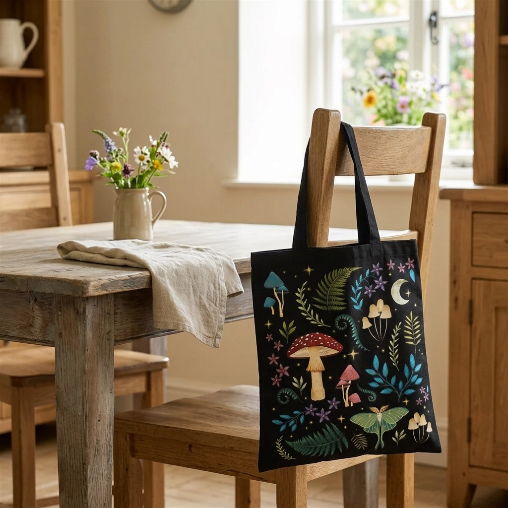 Dark Forest Print Polycotton Tote Bag