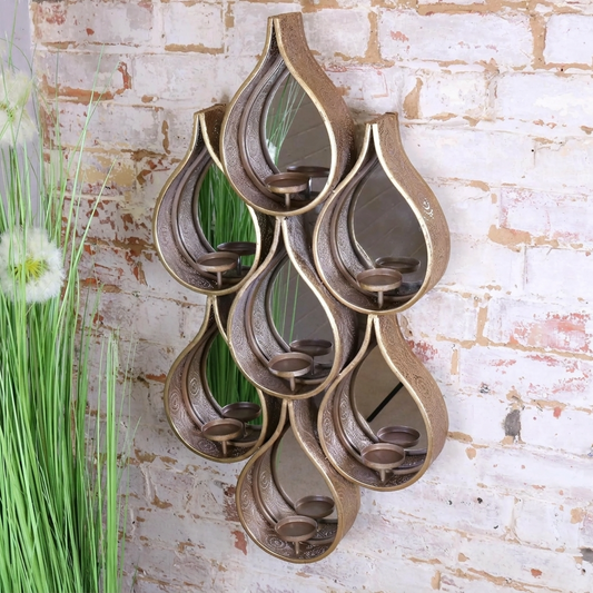 Belluri Raindrop Mirror with Candle Holders by Maravi