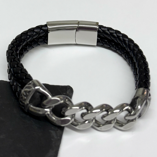 Urban Steel Leather Bracelet by Treat Republic