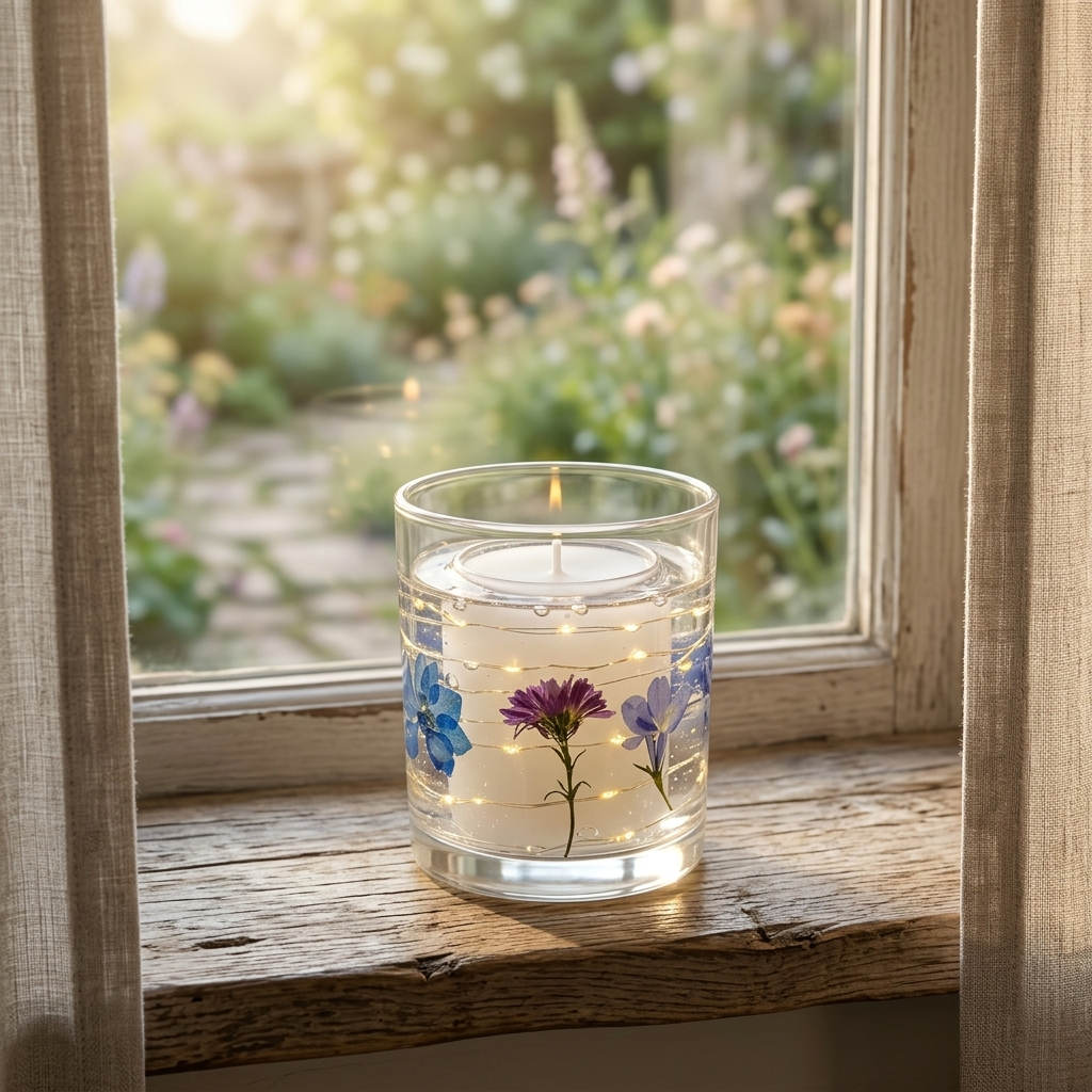 Candlelight LED Candle – Blue Flower