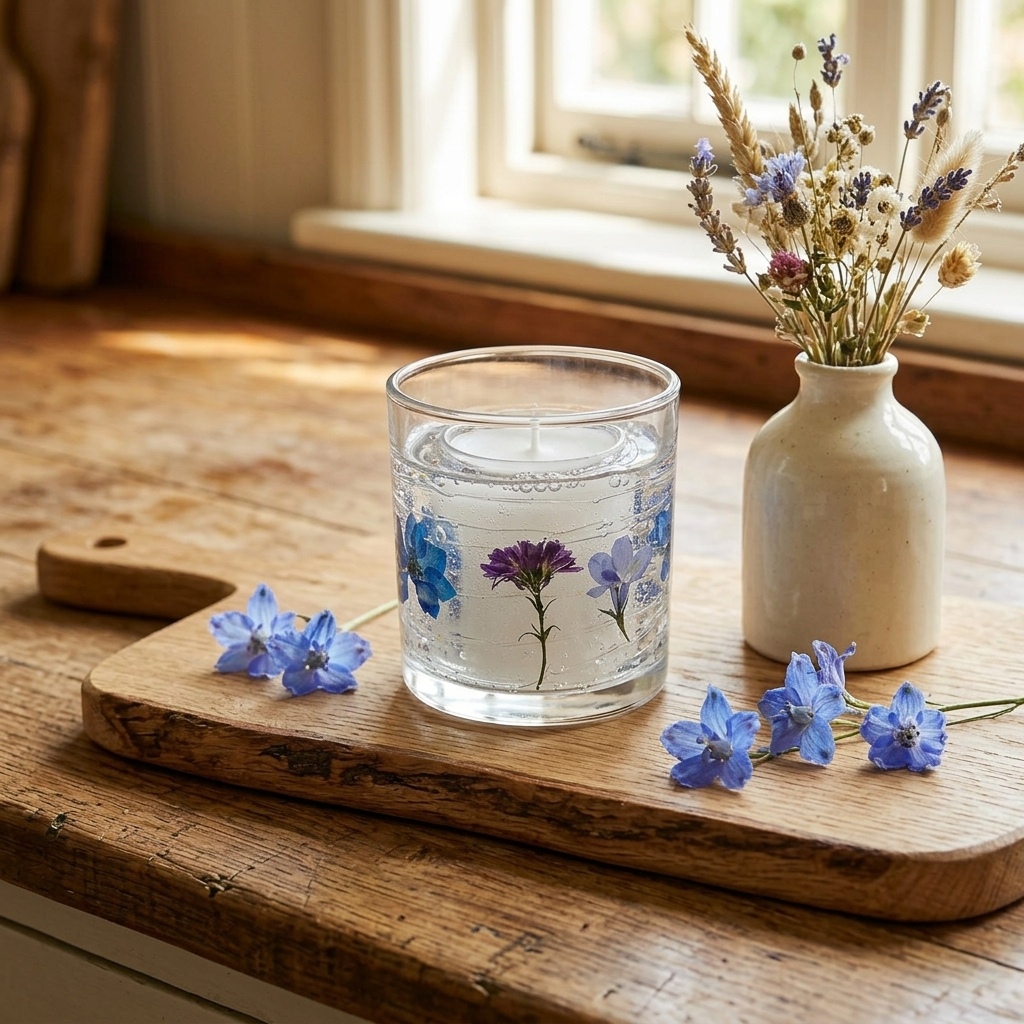 Candlelight LED Candle – Blue Flower