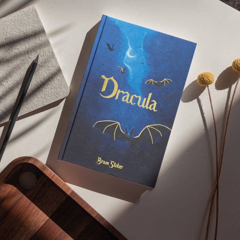 Dracula by Bram Stoker, Wordsworth Collector's Edition hardback with illustrated blue cover and gold foil detailing