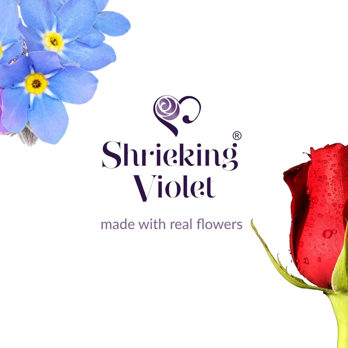 Sterling Silver teardrop earrings with real flowers by Shrieking Violet