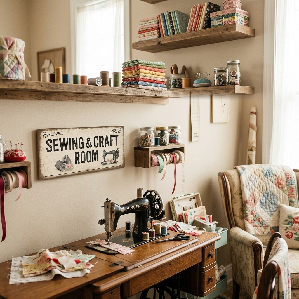 Sewing & Craft Room Metal Sign Plaque