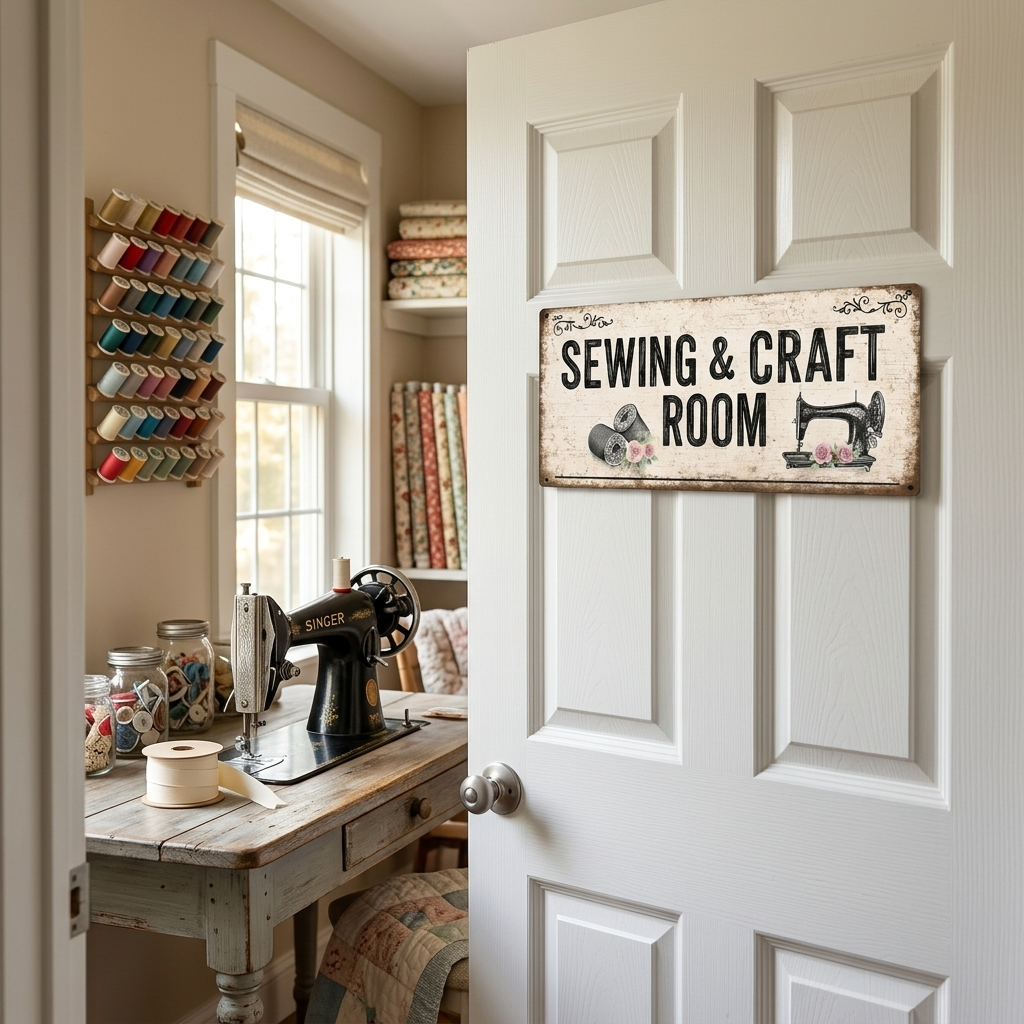 Sewing & Craft Room Metal Sign Plaque