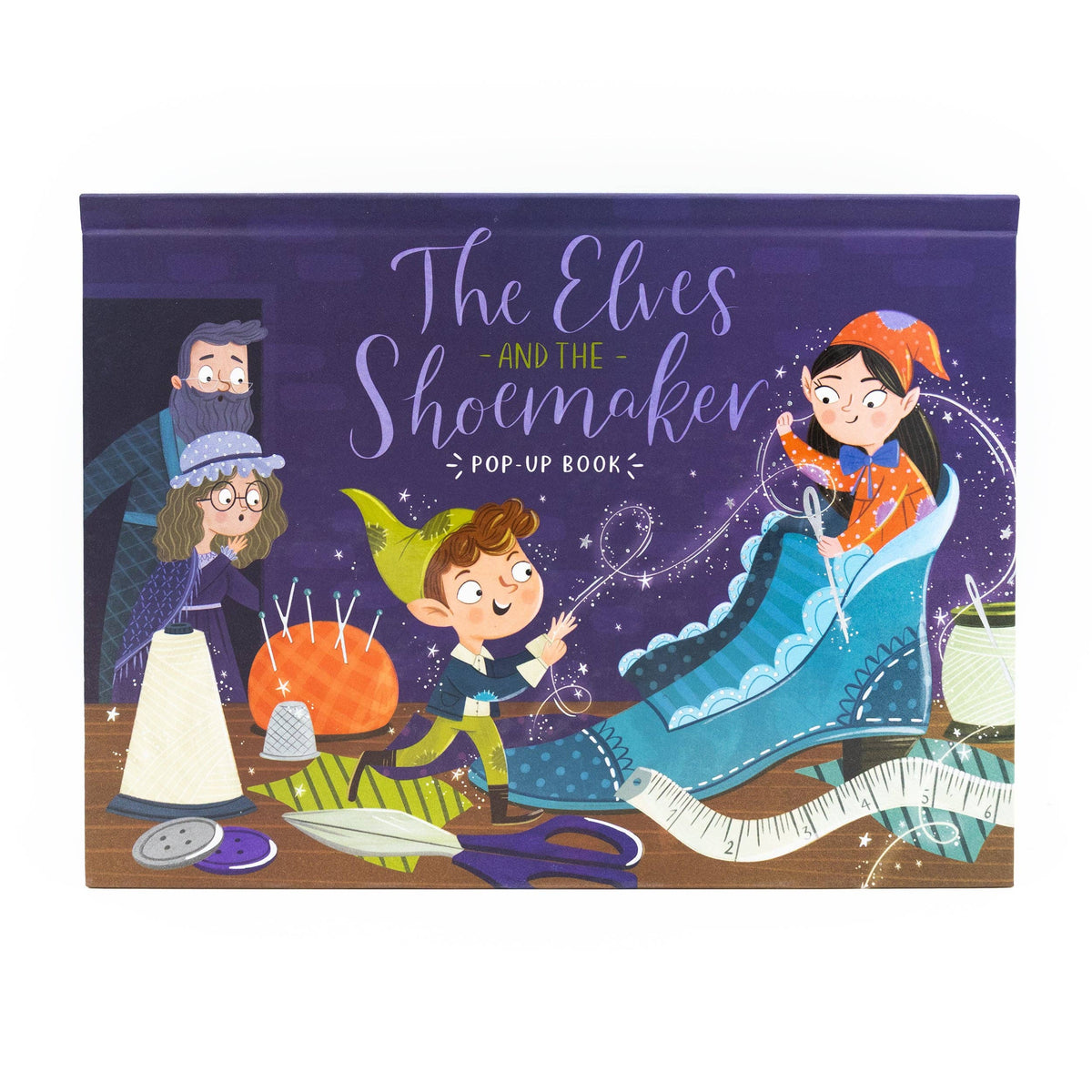 The Elves and the Shoemaker children's pop-up book with its illustrated fairy tale front cover