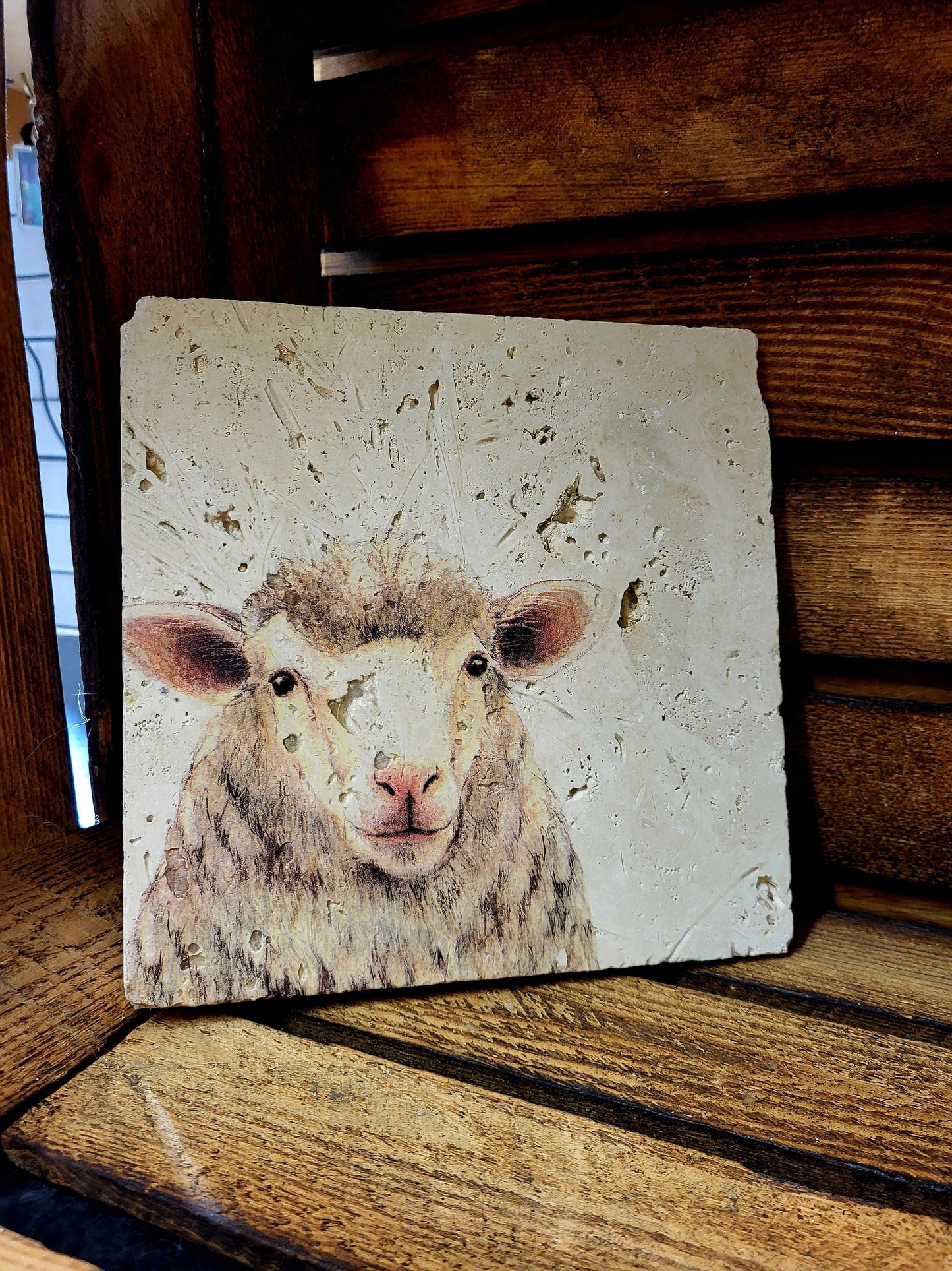 Handmade Stone placemat/ Trivet/ Worktop saver/ Farm animals/ Natural stone placemats