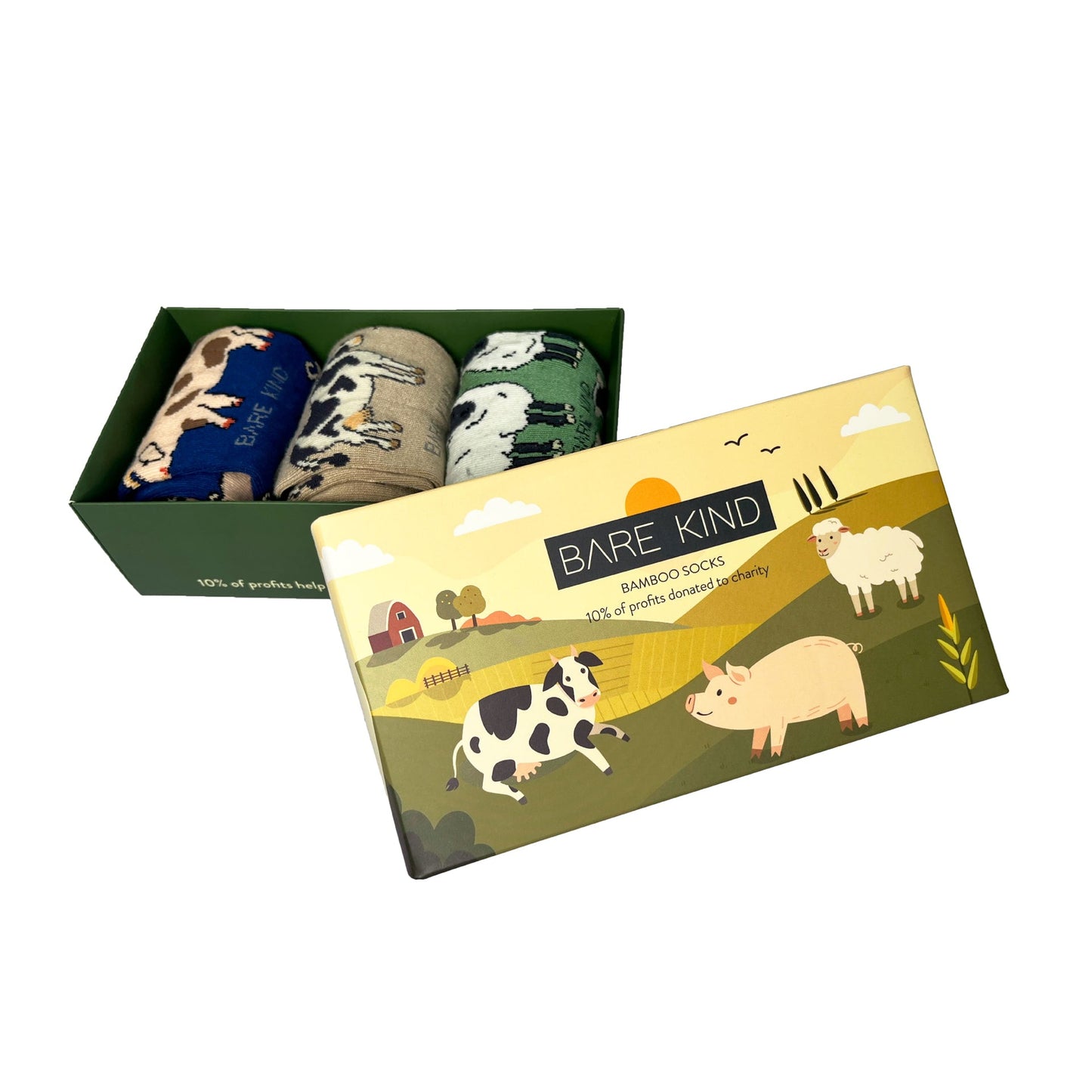 Bare Kind Farm Animals Bamboo Socks Gift Box of 3