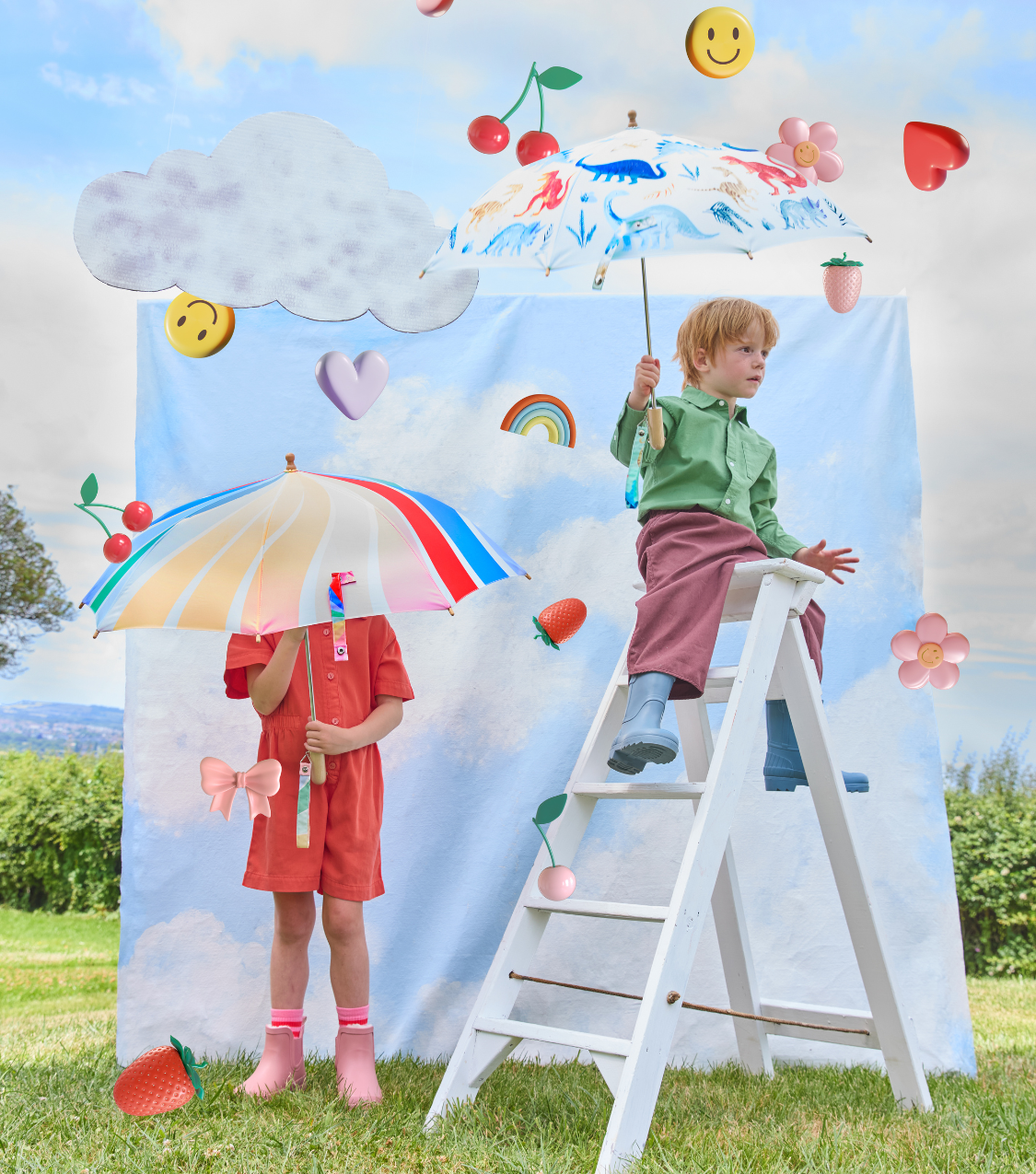 Original Duckhead Duckling Kids Umbrella – Rainbow, Dinosaur or Happy Icons