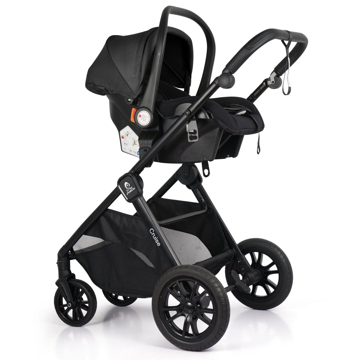 Cruise 3 In 1 Travel System With Car Seat - Eclipse Black (Free Cupholder & Seat Liner Included)