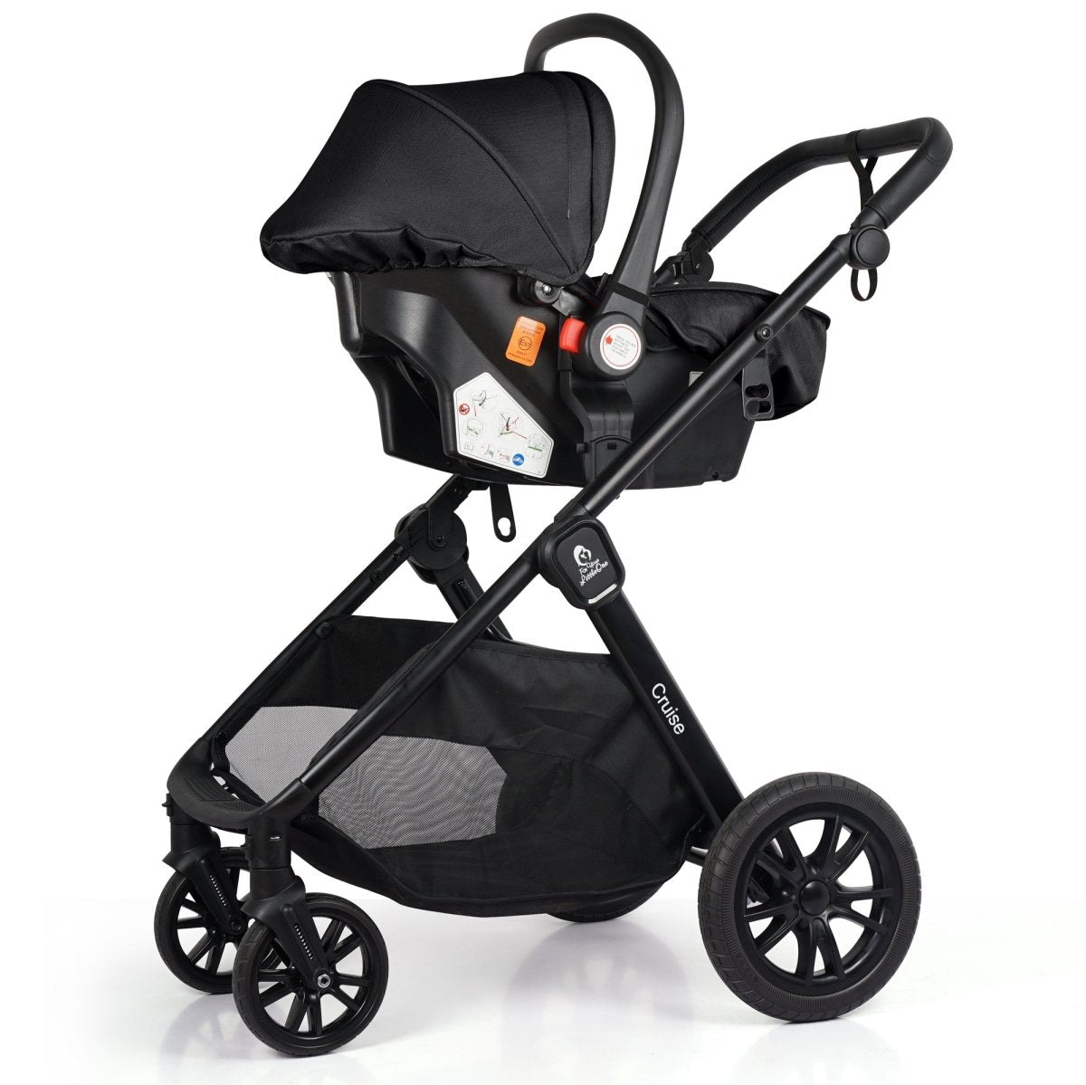 Cruise 3 In 1 Travel System With Car Seat - Eclipse Black (Free Cupholder & Seat Liner Included)