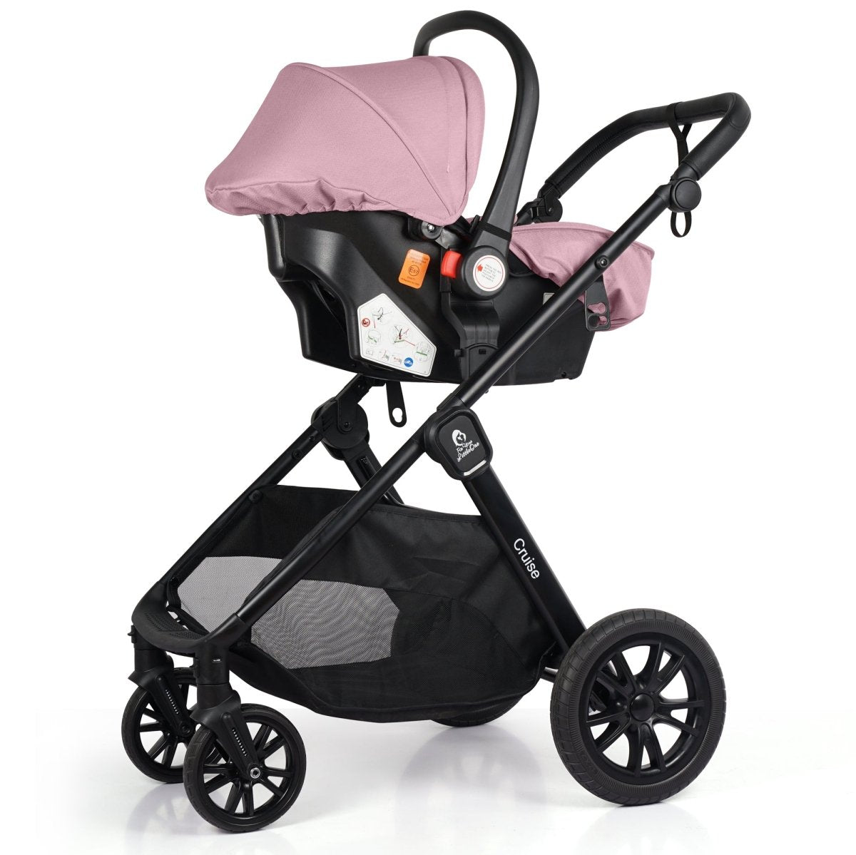 Cruise 3 In 1 Travel System With Car Seat - Blush Rose (Free Cupholder & Seat Liner Included)