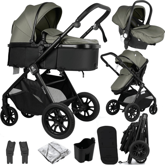 Cruise 3 In 1 Travel System With Car Seat - Pebble Sage (Free Cupholder & Seat Liner Included)