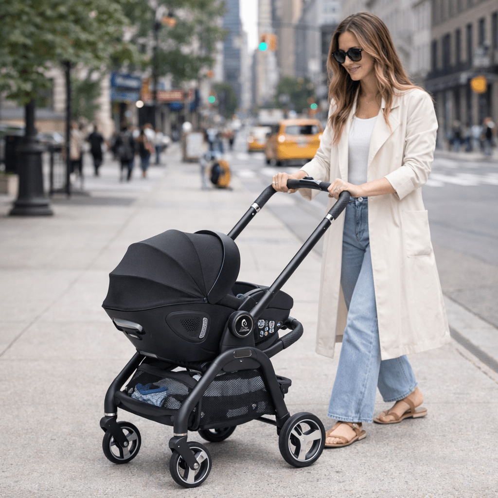 Qubi Infant Car Seat Stroller 7 Piece Bundle - Eclipse Black