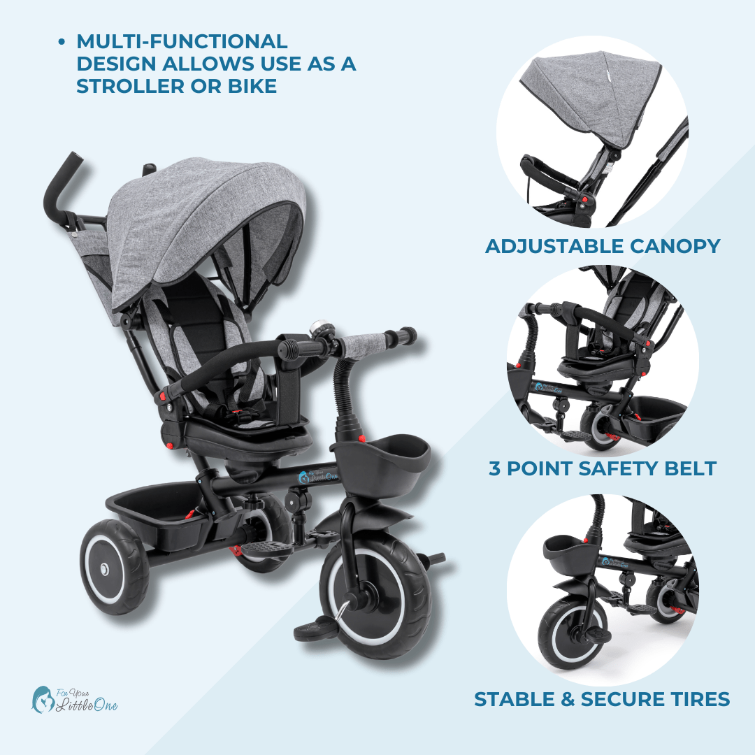 For Your Little One 6 in 1 Trike V3 - Grey (9 months - 5 years)