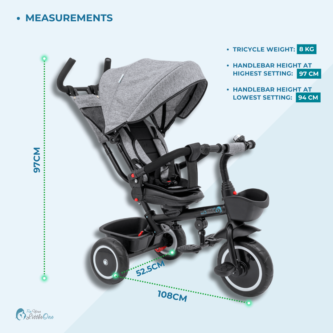 For Your Little One 6 in 1 Trike V3 - Grey (9 months - 5 years)