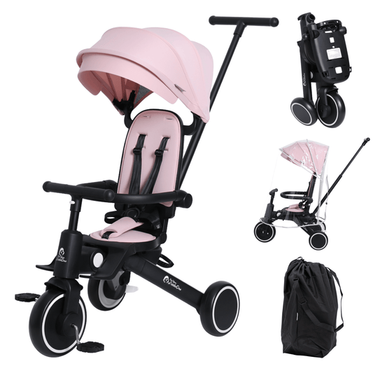 Foryourlittleone Xplor Plus 6 in 1 Foldable Trike - Pastel Pink (10m-5y)