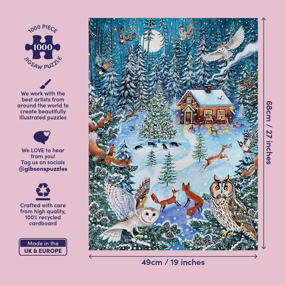Dancing in the Moonlight 1000 piece Gibsons jigsaw puzzle showing the illustrated packaging and product information.