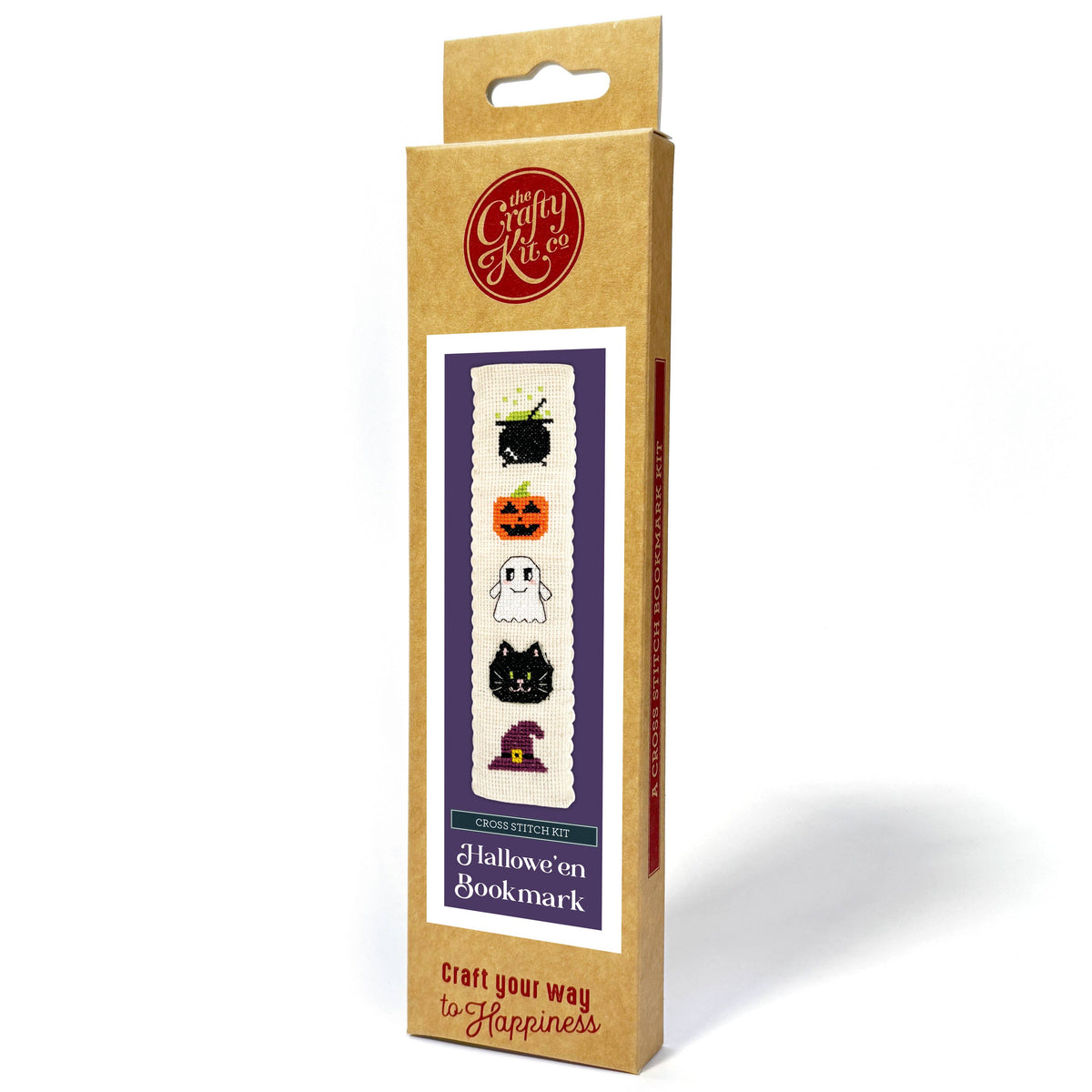Hallowe'en Cross Stitch Bookmark Kit presented in The Crafty Kit Company packaging